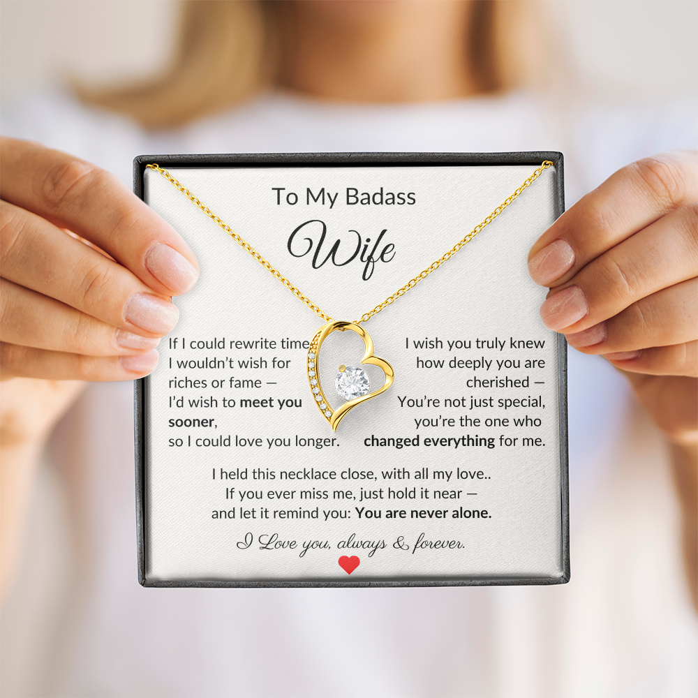 To My Badass Wife – Heartfelt Necklace Gift with Love Note