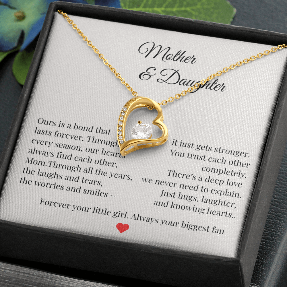 To Mom from Daughter Necklace – Heartfelt Mother & Daughter Gift – Birthday or Christmas Jewelry with Message Card – Forever Your Little Girl