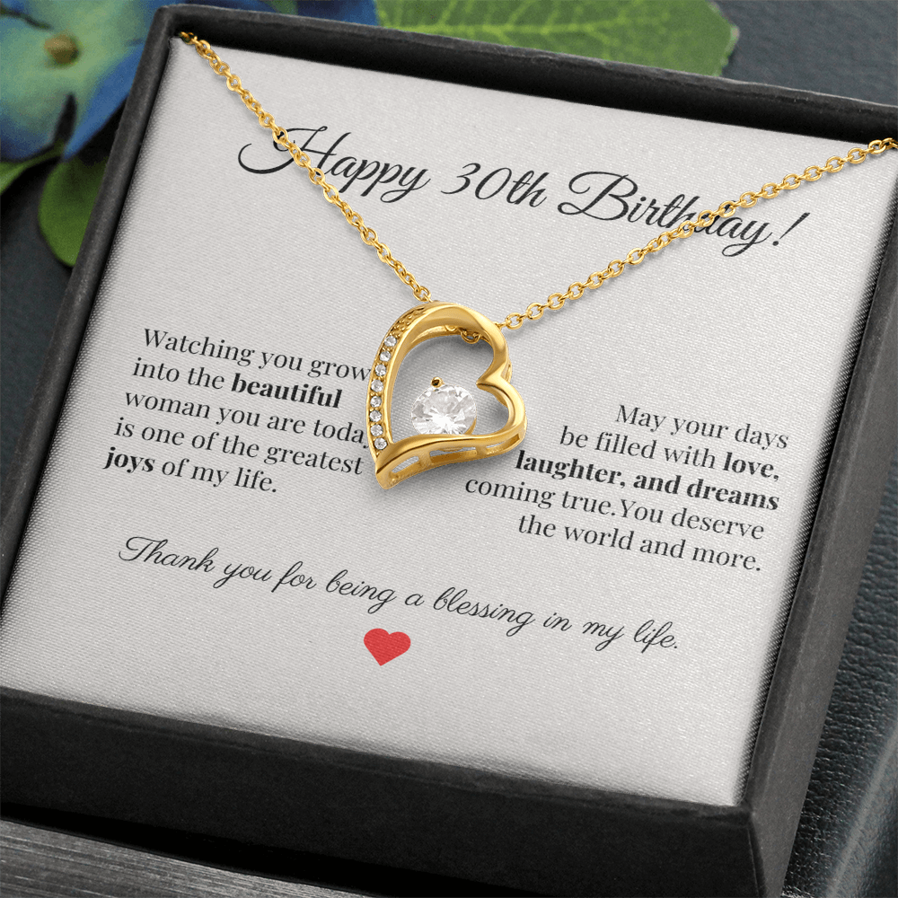 30th Birthday Heart Necklace – Celebrate Her Beauty, Dreams, and Courage – Meaningful Gift for Women Turning 30