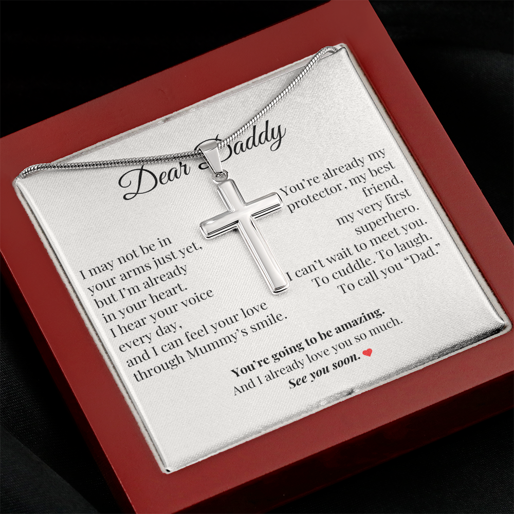 Dad-to-Be Gift from Baby – Pregnancy Keepsake Necklace with Message Card